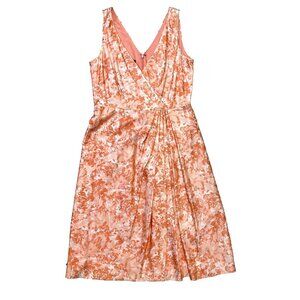 Talbots Womens Dress Size 6 Orange Floral Sleeveless V Neck Midi
